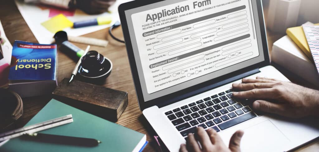 A person filling out an online job application